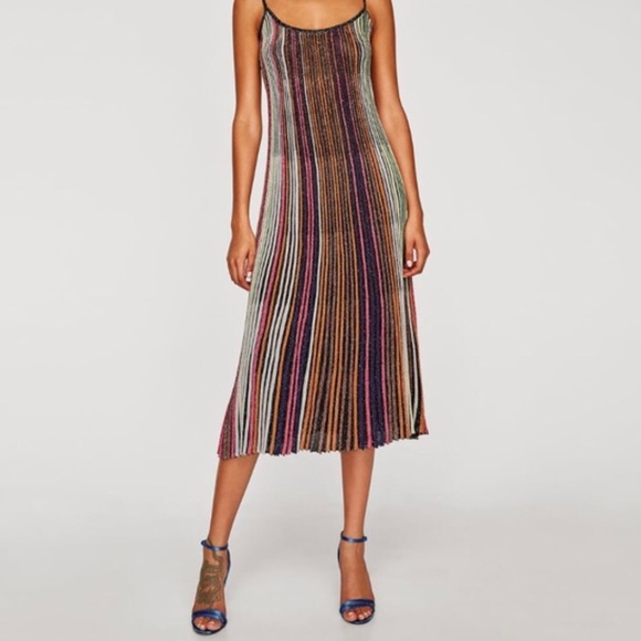 zara metallic knit dress
